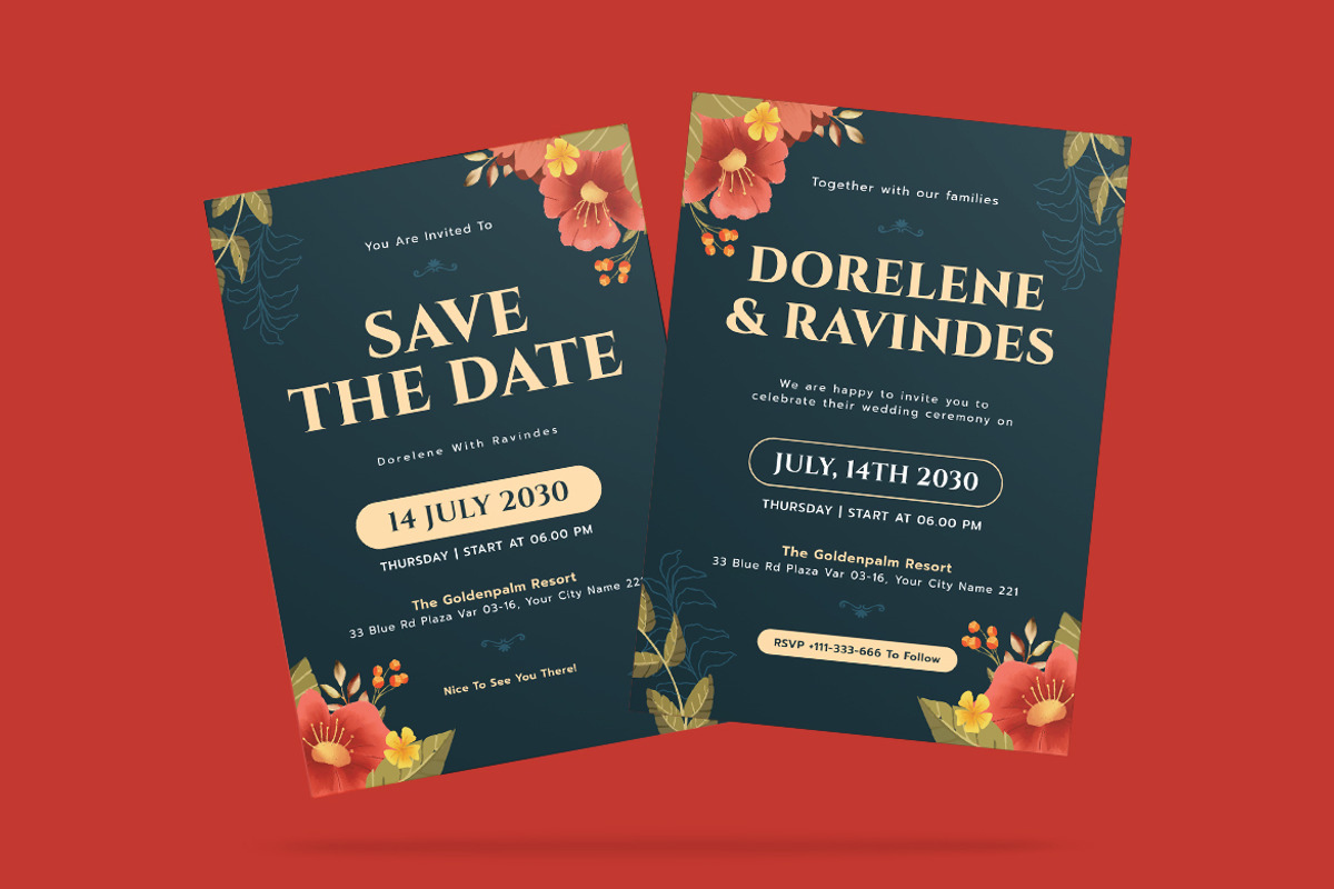 Iris Wedding Invitation Template, an Invitation Template by iDoodle Studio (Photo 4 of 4)