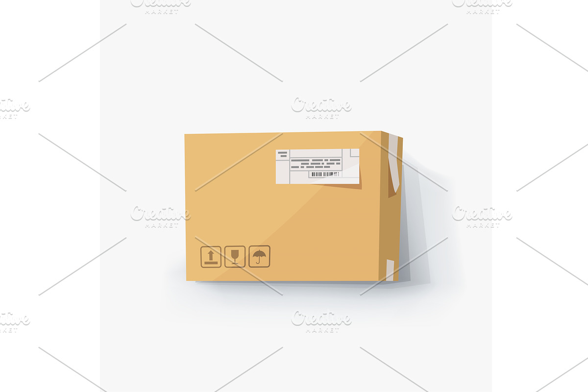 cute carton box parcel on white back, a Transportation Illustration by IfH