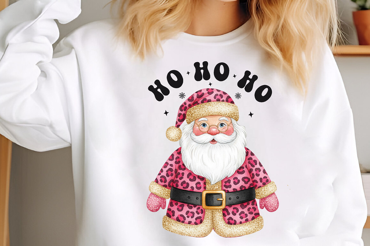 Pink Leopard Glitter Santa PNG, an Illustration by SinaCreation (Photo 4 of 7)