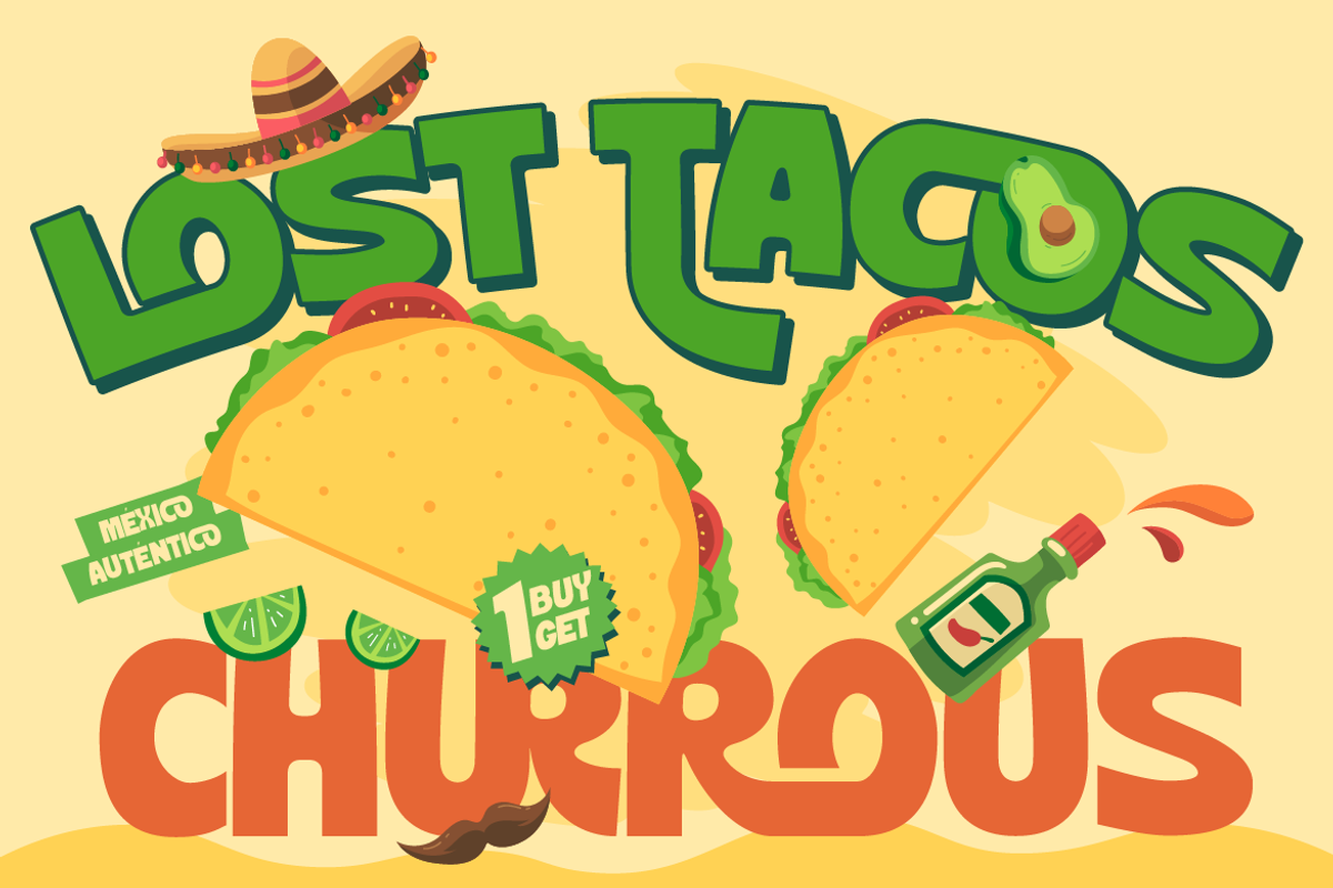 Jafitos - Food Display Font, a Sans Serif Font by Burntilldead (Photo 3 of 12)