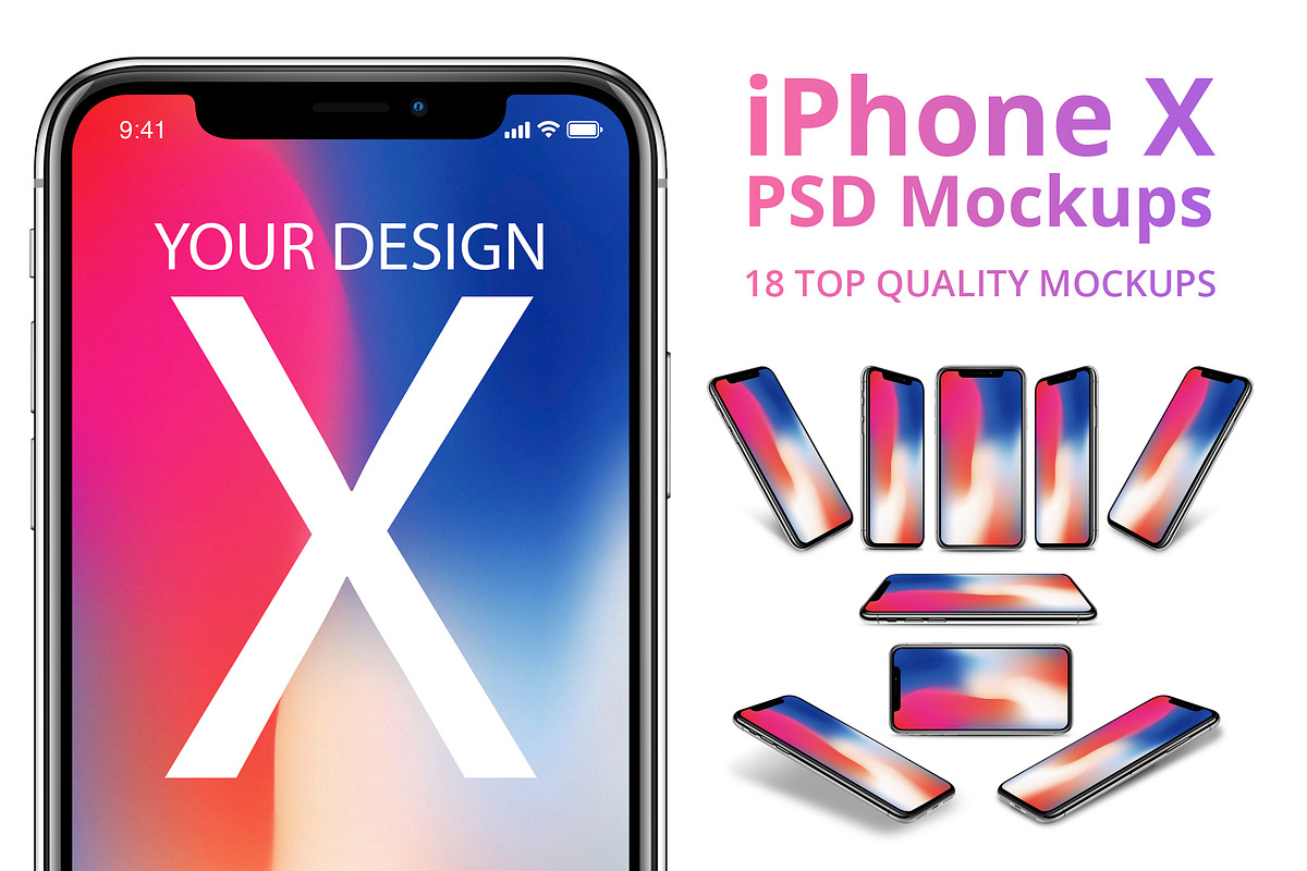 iPhone X Mockups, an iPhone Mockup by RadekBroz (Photo 1 of 7)