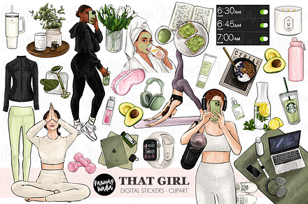 That Girl Clipart Bundle, a Healthcare Illustration by Parinaz Wadia Design
