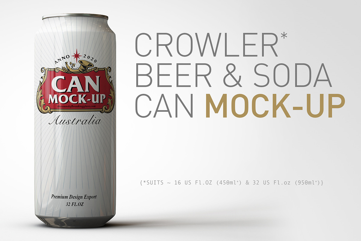 Crowler Beer Can | Soda Can Mock-Up, a Cups & Container Mockup by TSOBG (Photo 1 of 14)