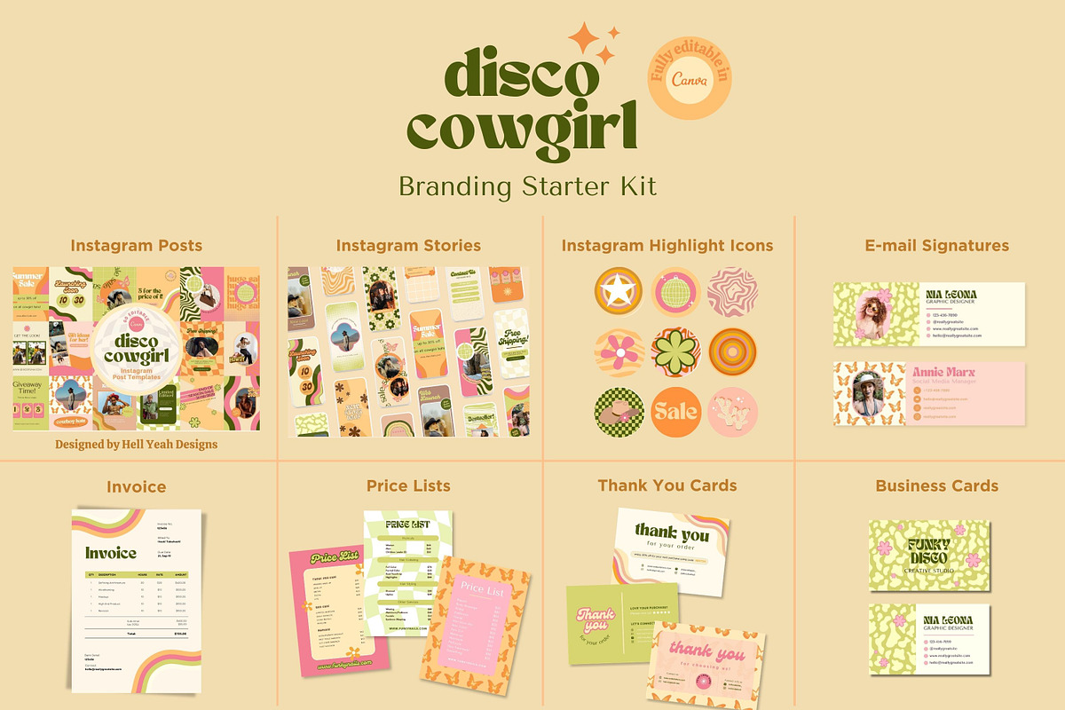 Disco Cowgirl Branding Starter Kit, a Branding & Logo Template by Hell Yeah Designs (Photo 5 of 18)