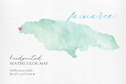 Watercolor Map of Jamaica, a Graphic by Beloved Paper (Thumbnail 1 of 6)