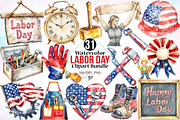 Watercolor Labor Day Clipart Bundle, an Illustration by Canvas Craft (Thumbnail 1 of 3)