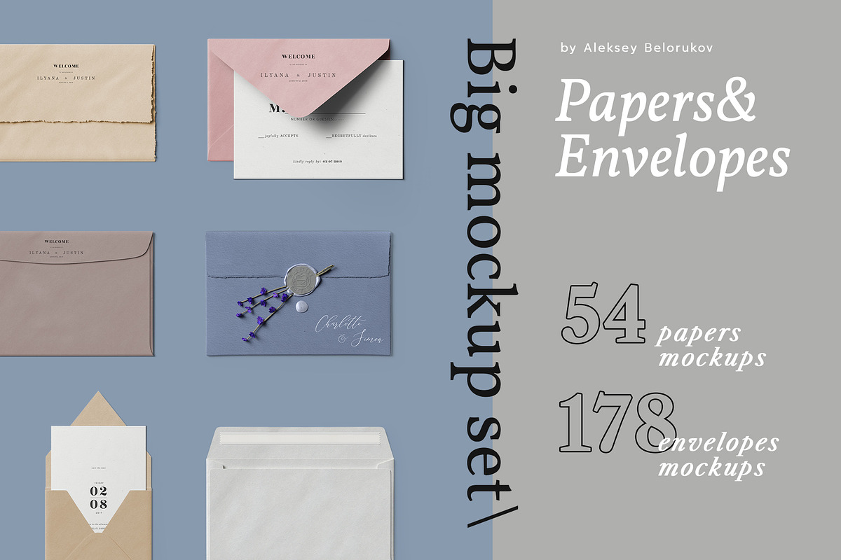 Papers&Envelopes - mockup set, a Product Mockup by Creatoom (Photo 1 of 29)