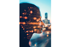 Futuristic female profile with, a Technology Photo by Lermont51
