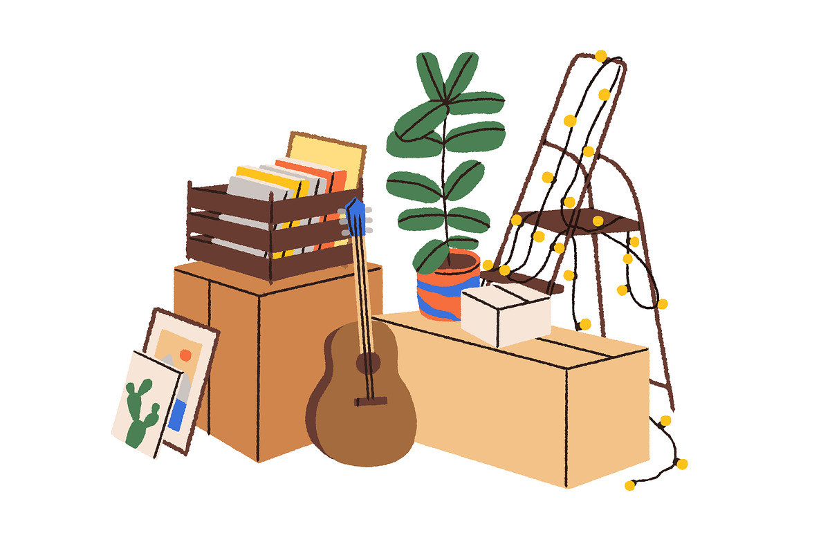 Cardboard boxes piles for moving set, an Object Illustration by Good Studio (Photo 2 of 7)