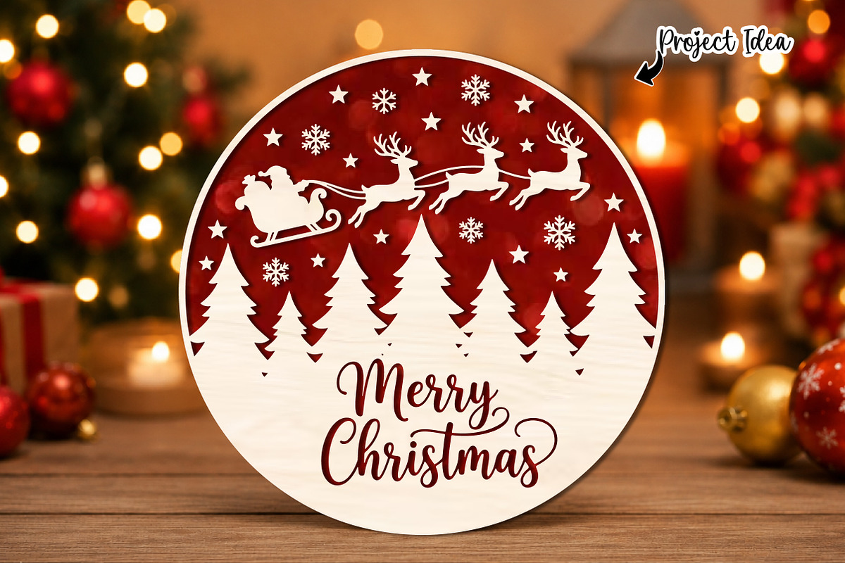 Merry Christmas Santa Sleigh Sign, an Object Graphic by OK Design (Photo 2 of 3)