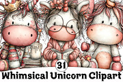 Whimsical Unicorn Clipart, an Illustration by Design Market (Thumbnail 1 of 5)