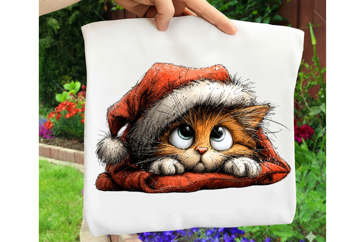 Whimsical Christmas Cat Clipart, an Illustration by OK Design (Photo 2 of 6)