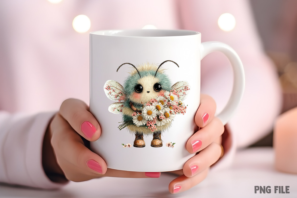 Whimsical Spring Bee Clipart PNG, an Illustration by Craft Nest (Photo 8 of 11)