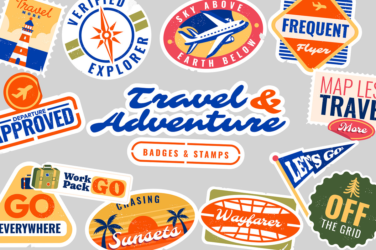 Travel and Adventure Stamps, an Object Graphic by Neodivisu (Photo 1 of 10)