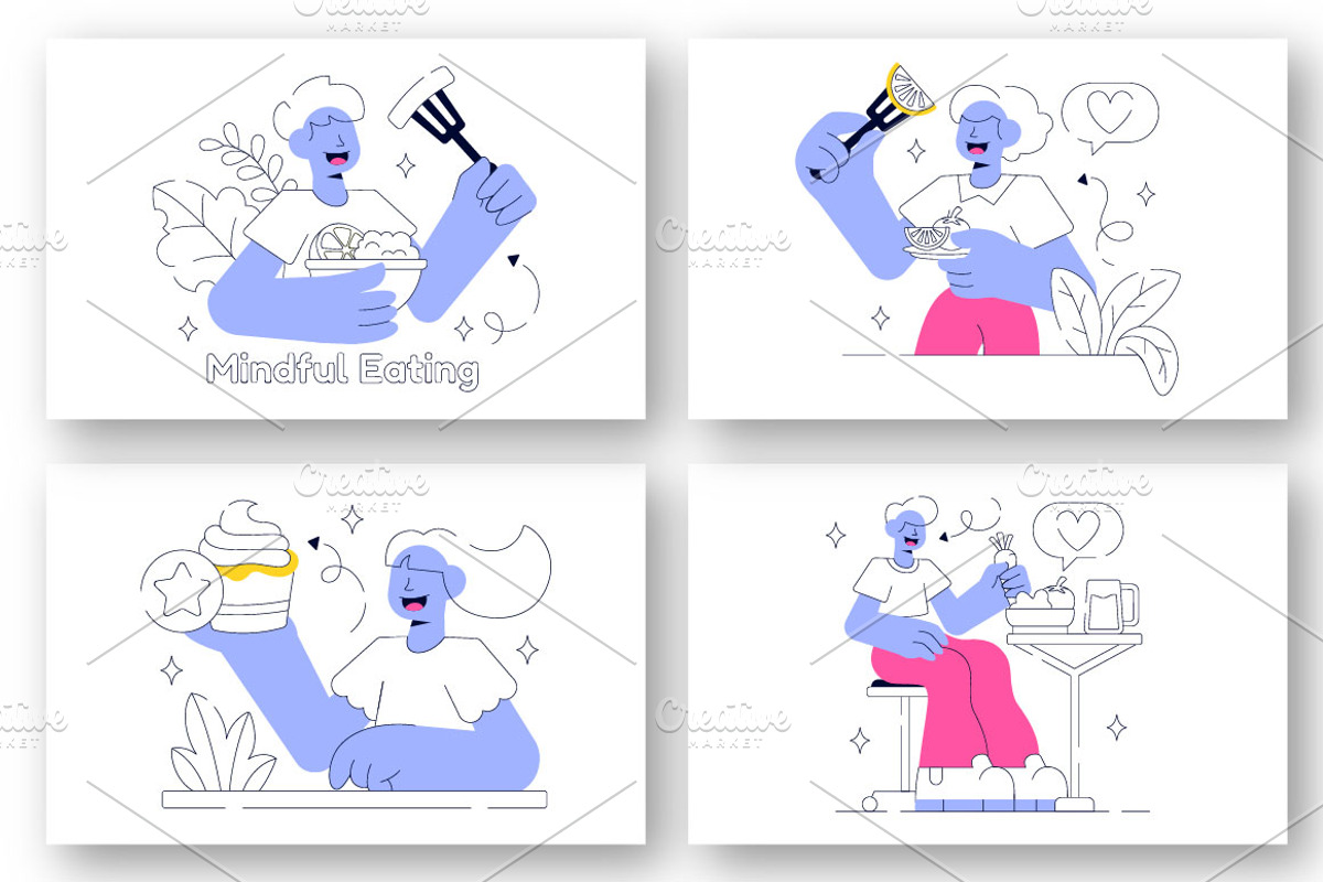 10 Mindful Eating Illustration, a Food Illustration by denayunebgt (Photo 2 of 4)