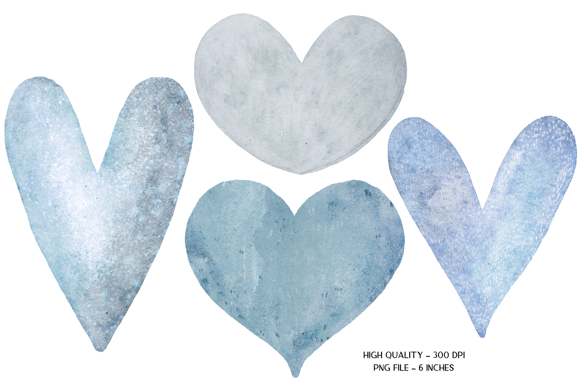 Blue Watercolor Hearts Clipart, a Graphic by Murphy & Frank (Photo 3 of 7)