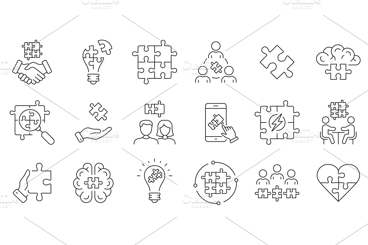 Puzzle Jigsaw Game, Teamwork Icons, an Object Illustration by Gentle Studio