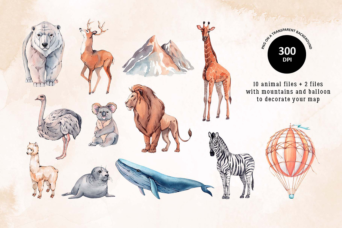 World map with attractions, an Education Illustration by VerAna (Photo 6 of 12)