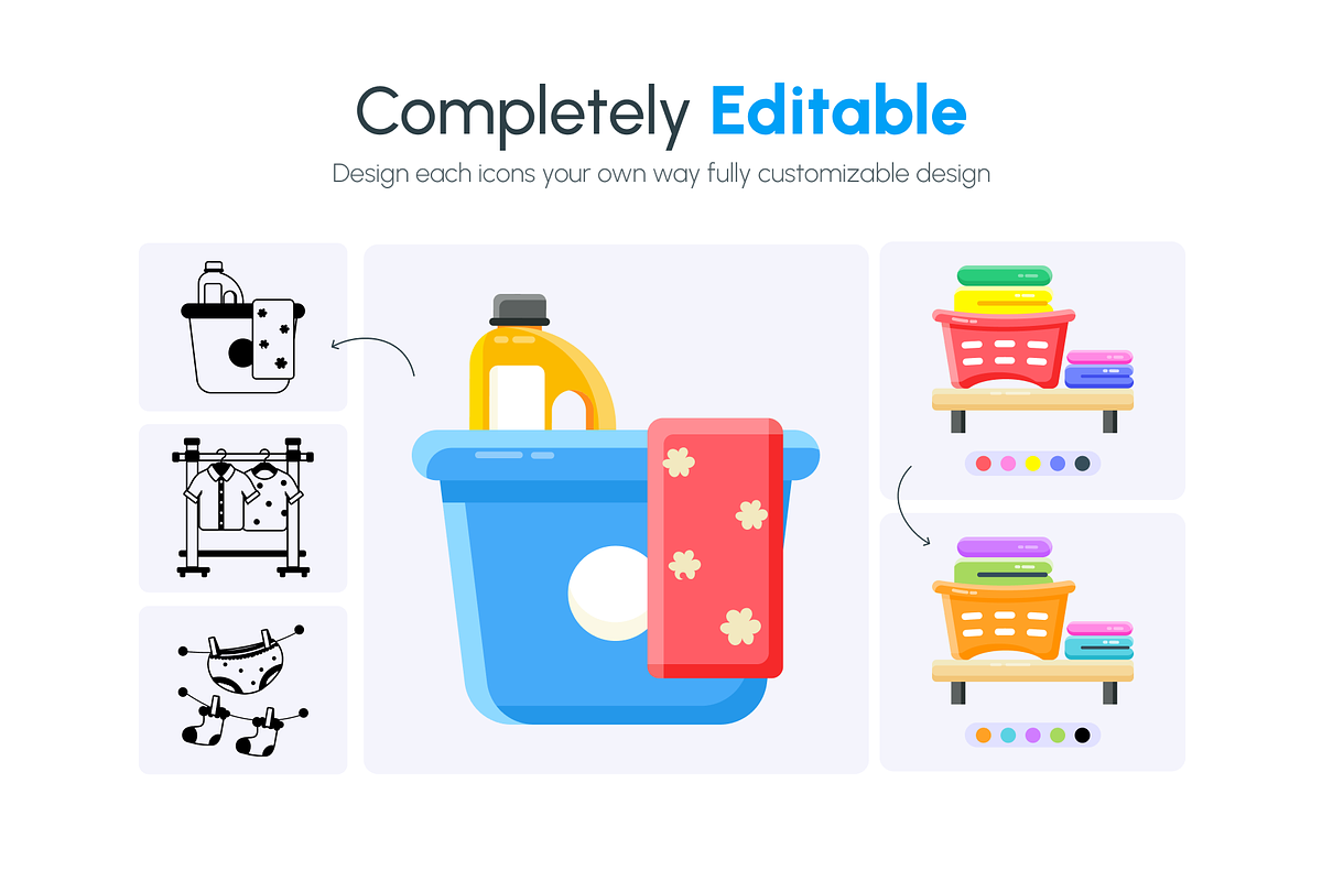 Animated Laundry Flat Icons, a Duotone Icon by Prosymbols (Photo 3 of 9)