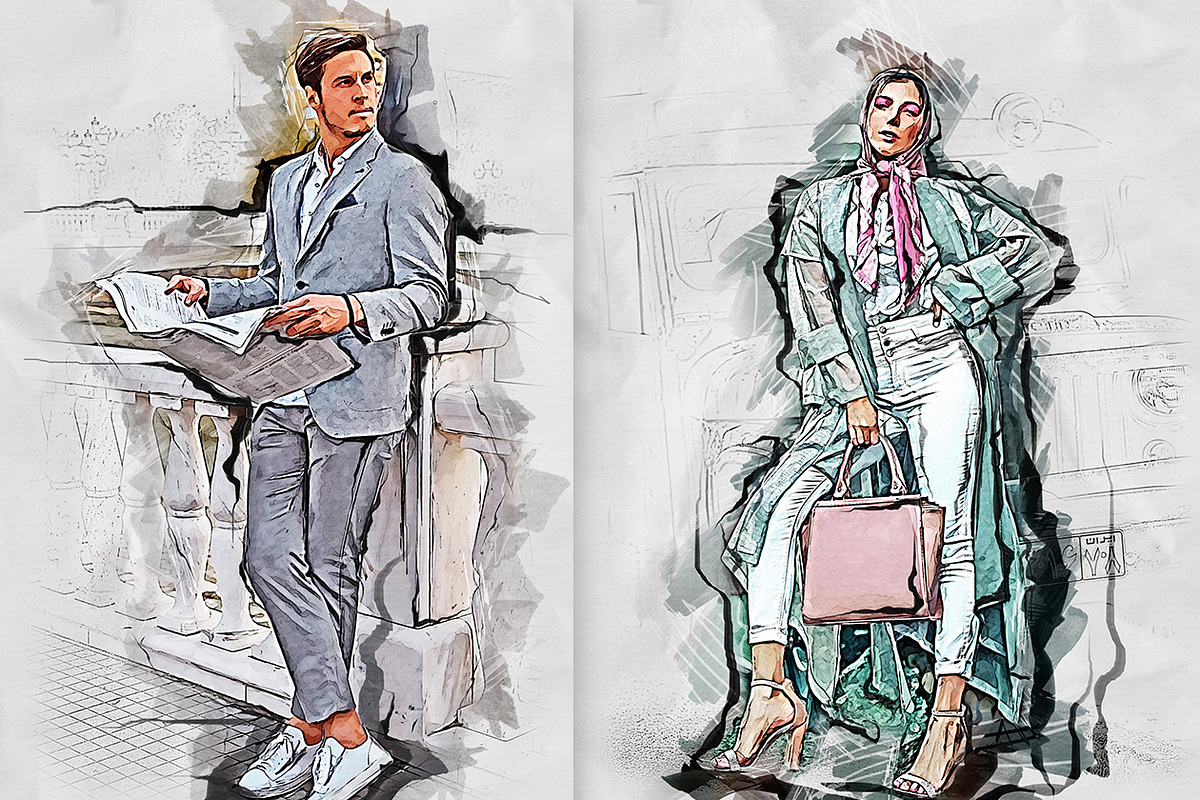Fashion Sketch Photoshop Action, an Action Add-On by GorynArt (Photo 8 of 24)