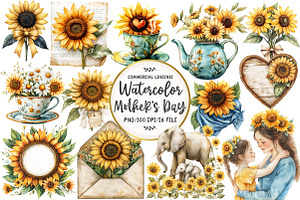 Sunflower Mother's Day Clipart, an Illustration by OK Design