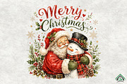 Merry Christmas Santa Snowman PNG, a Seasonal Illustration by Craft Nest (Thumbnail 1 of 6)