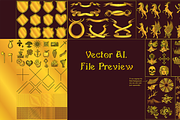 Gold Coat of Arms Creation Kit, a Decorative Illustration by Abysm Internal (Thumbnail 3 of 8)