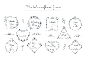 Hand drawn beautiful flower frames