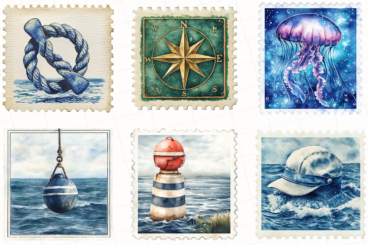 Nautical Vintage Stamp Clipart, an Illustration by OK Design (Photo 5 of 5)