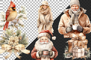 Beige Christmas Clipart Bundle