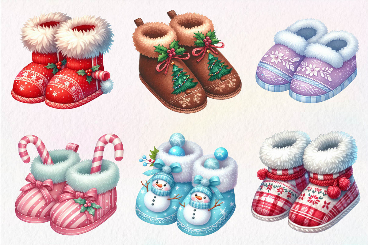 Christmas Slipper Clipart, an Illustration by Dream Creation (Photo 2 of 7)