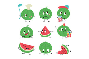 Watermelon characters. Juicy fruits, a Food Illustration by Valerie Bodnar