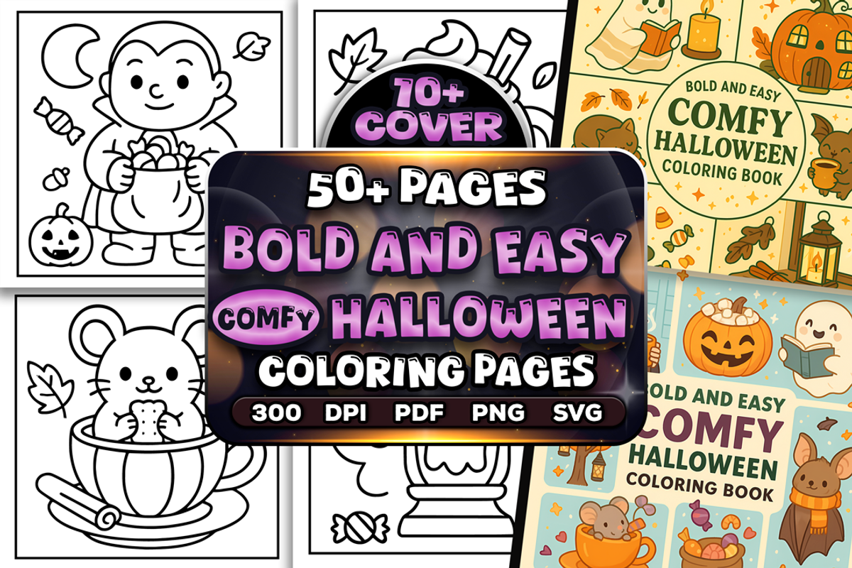 Bold Easy Comfy Halloween Coloring, a Seasonal Illustration by Craftsbeefy (Photo 1 of 4)