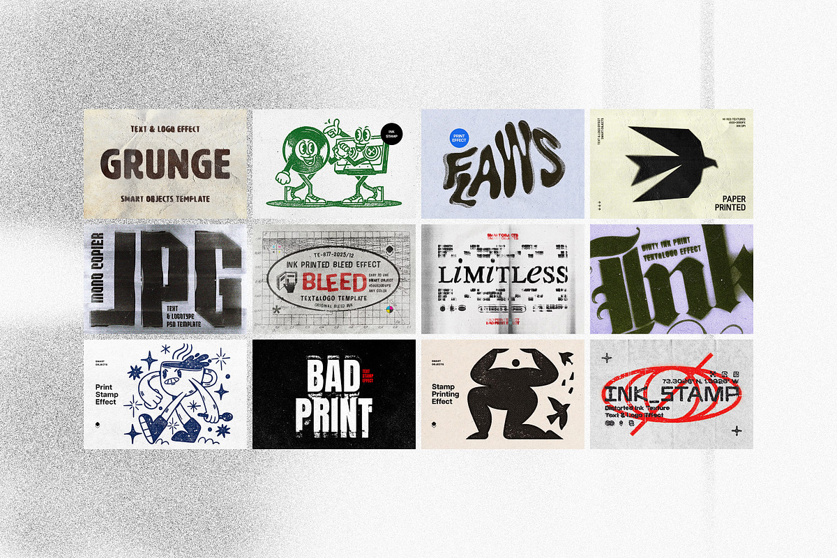 12-in-1 Paper Printed Effects Bundle, a Layer Style Add-On by pixelbuddha.net (Photo 2 of 14)