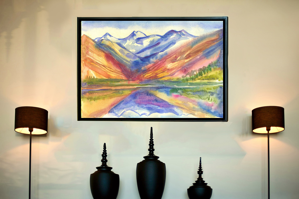 Watercolor mountain landscapes., a Decorative Illustration by Mehendra Art (Photo 9 of 12)