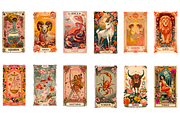Vintage Zodiac Cards Clipart, a Decorative Illustration by stickermadness (Thumbnail 2 of 2)