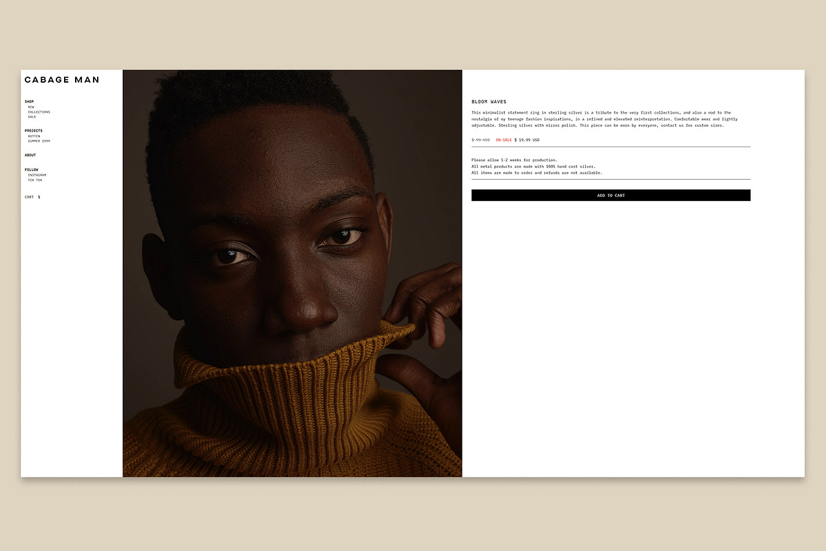 E-commerce Template - CABAGE MAN, a HTML Template by YYY ~ Webflow Templates (Photo 4 of 6)