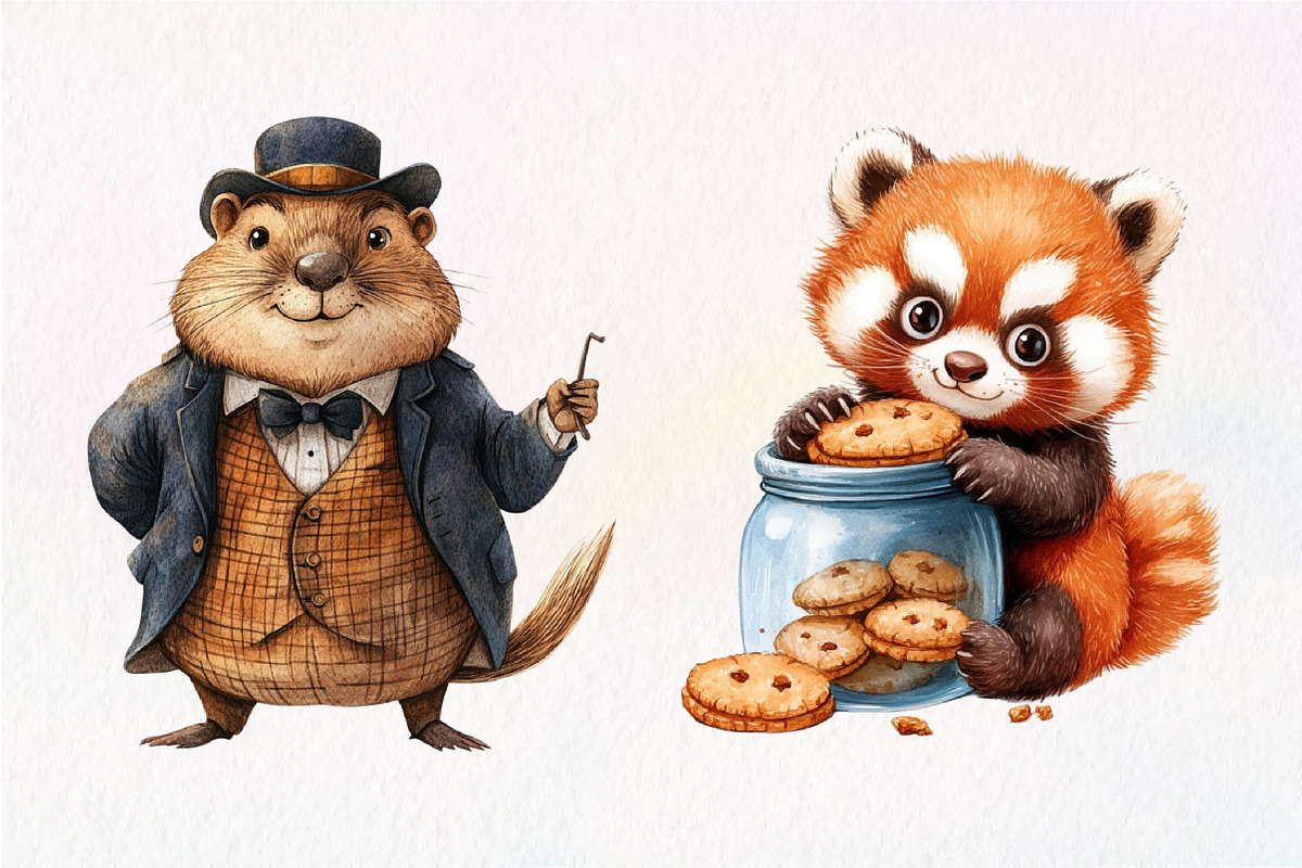 Watercolor Funny Animals Clipart, an Illustration by Dream Creation (Photo 7 of 7)