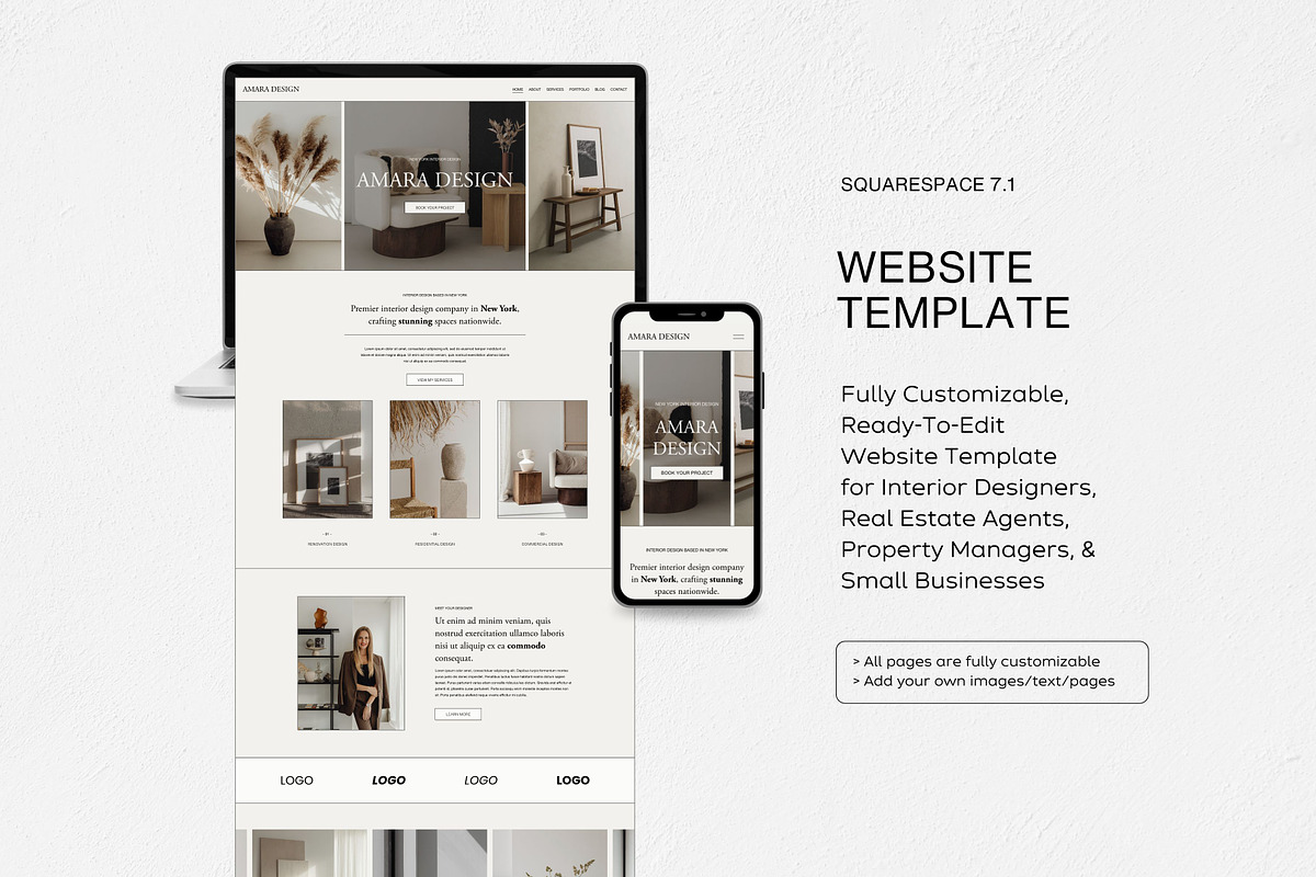 Squarespace 7.1 Template: Amara, a Squarespace Template by Deb Creative Studio (Photo 3 of 9)