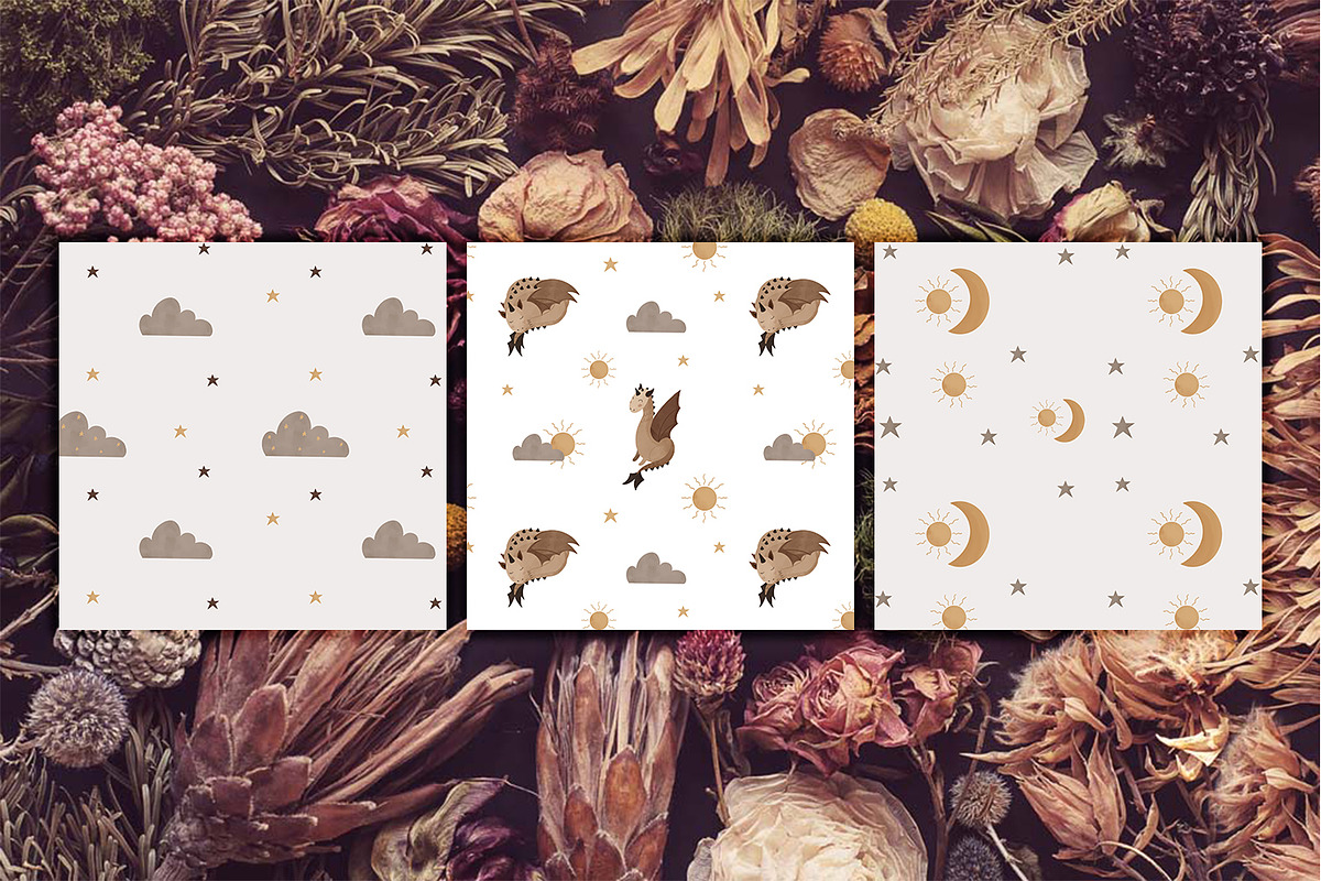 Bohemian dragon clipart and pattern, a Pattern Graphic by SleptArt (Photo 9 of 9)