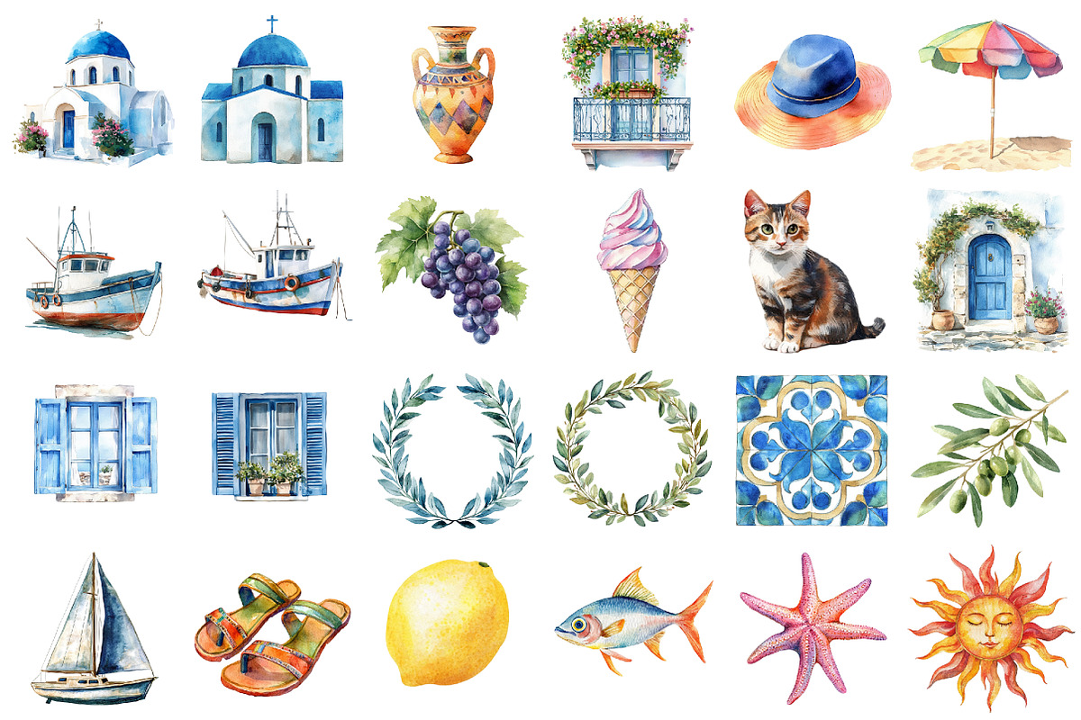 Greece Summer Clipart, an Illustration by designcity5 (Photo 2 of 5)