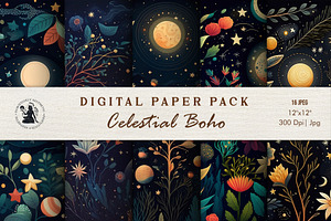 Celestial Boho Digital Paper