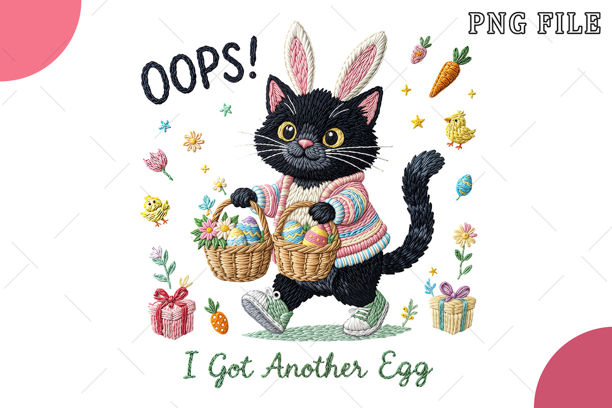 Faux Yarn Easter Funny Black Cat Png, an Illustration by OK Design (Photo 1 of 6)