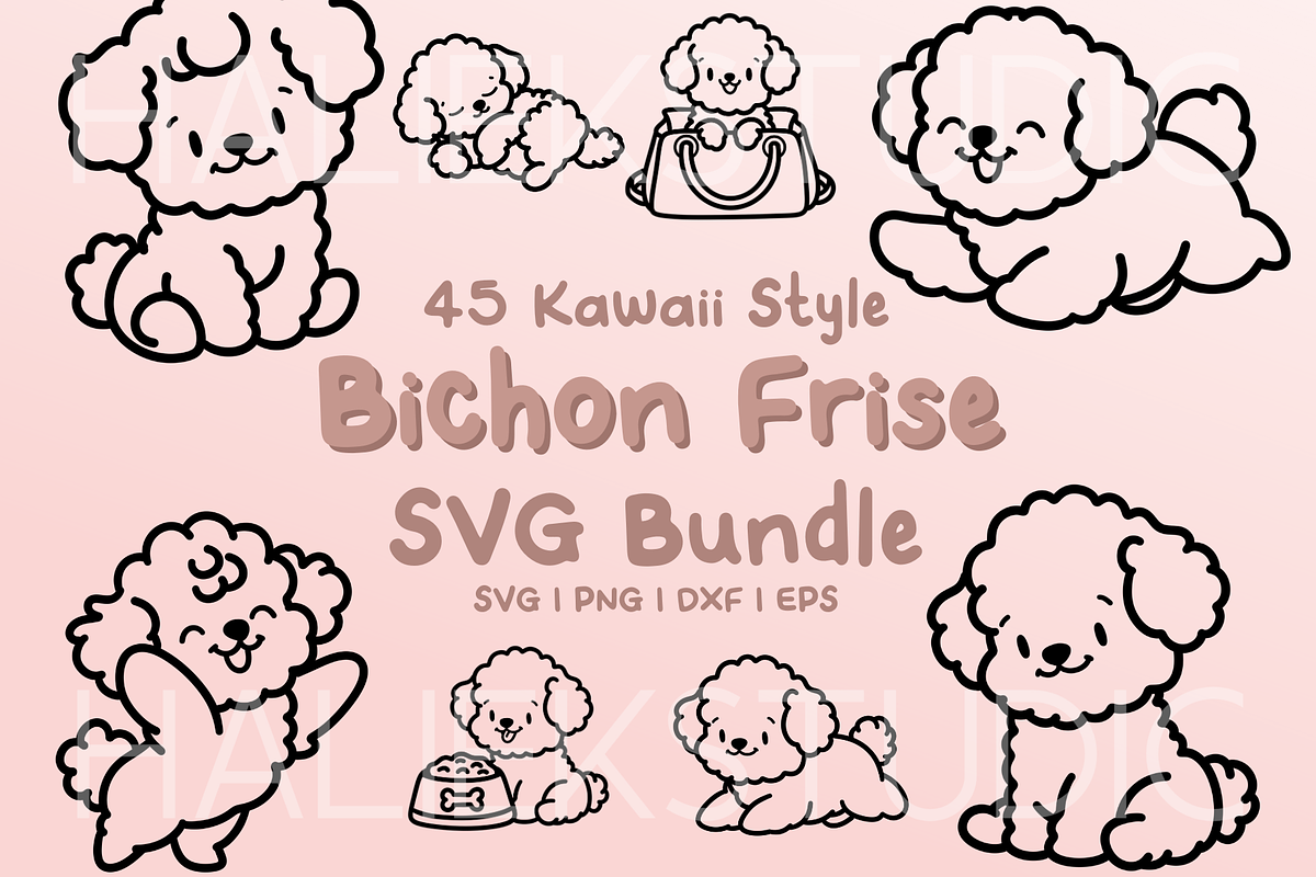 Bichon Frise SVG Illustrations, an Animal Illustration by HalieKStudio (Photo 1 of 9)