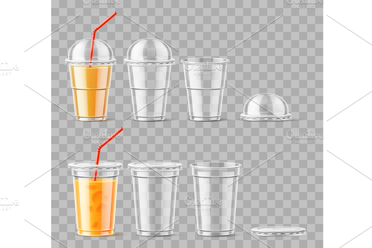 Realistic clear plastic juice glass, a Food Illustration by Vectorbuum