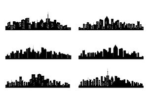 Black cities silhouette collection