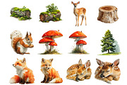 Cute Woodland Animal Clipart, an Illustration by DreamArtGraphic (Thumbnail 4 of 4)