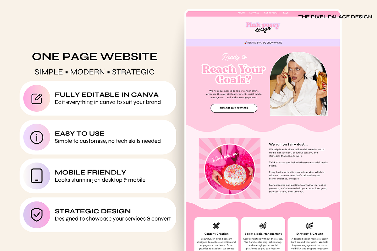 Editable Canva Website Template, a Landing Page Template by The Pixel Palace (Photo 3 of 11)