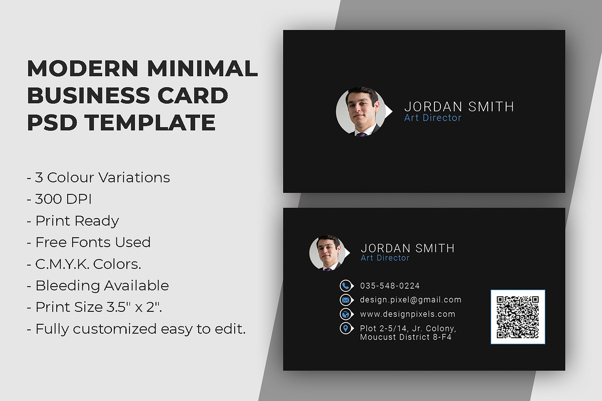Modern Minimal Business Card, a Business Card Template by Saman Osama (Photo 1 of 4)