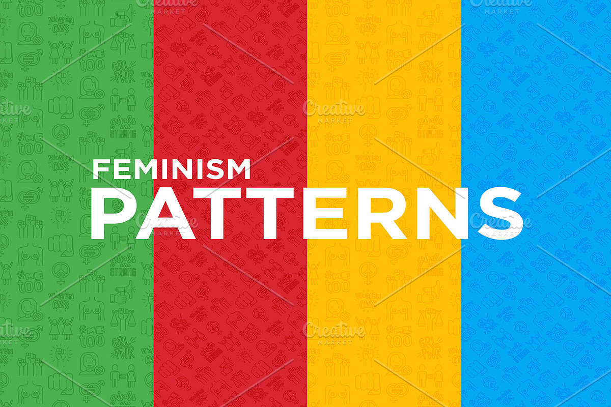 Feminism Patterns Collection, a Pattern Graphic by Alex Blogoodf (Photo 6 of 9)